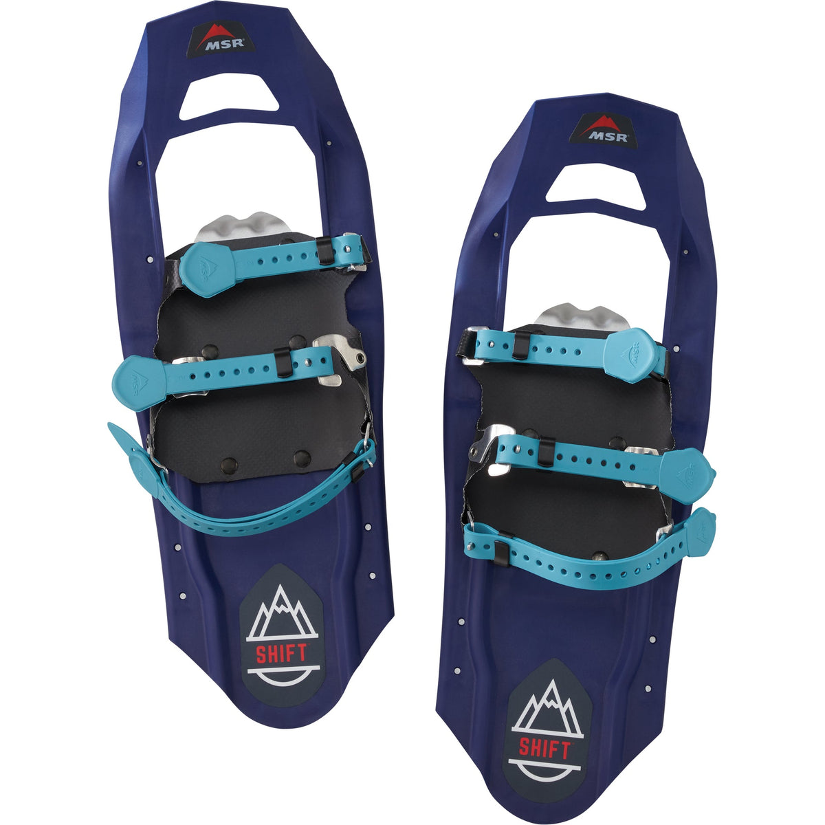 MSR Shift 19 inch youth snowshoe in Tron Blue, front view